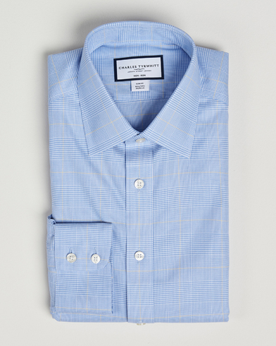 Herr | Skjortor | Charles Tyrwhitt | Slim Fit Non Iron Prince of Wales Shirt Blue Gold