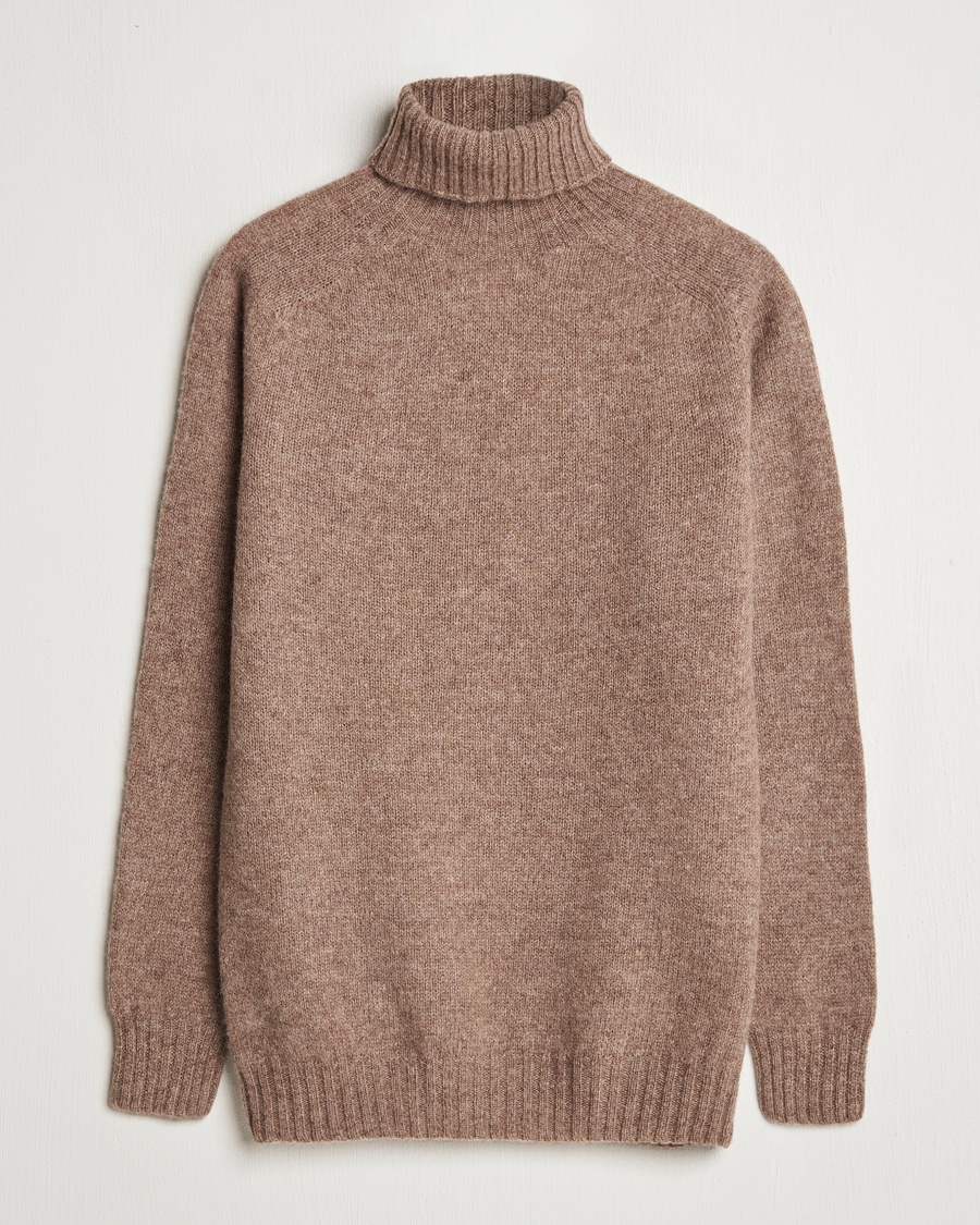 Herr | Polotröjor | Harley Of Scotland | Supersoft Lambswool Rollneck Nutmeg Brown