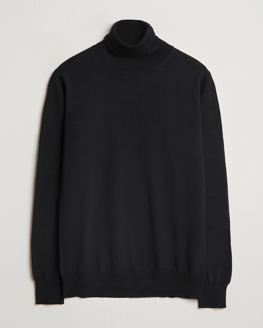 Herr | Polotröjor | Morgano | Extra Fine Merino Wool Rollneck Black