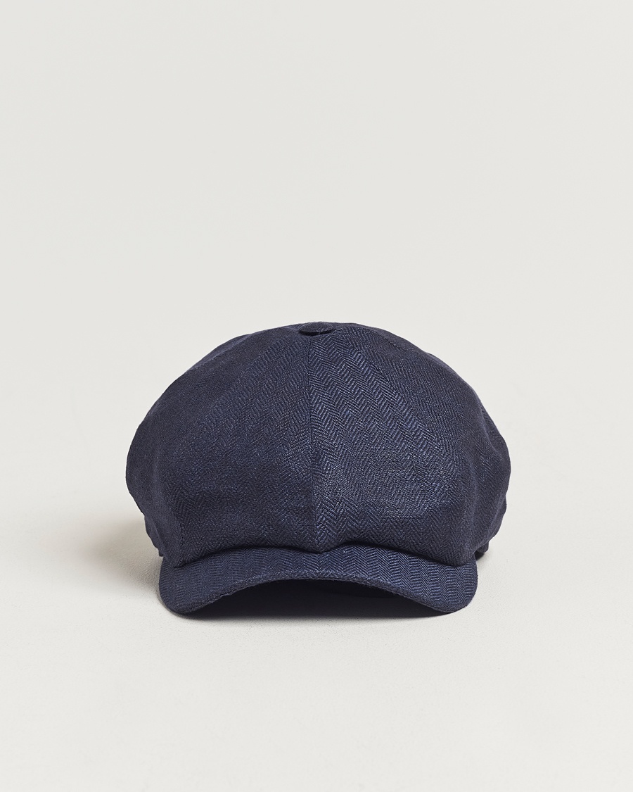Wigéns Newsboy Classic Linen Herringbone Cap Navy – Blå
