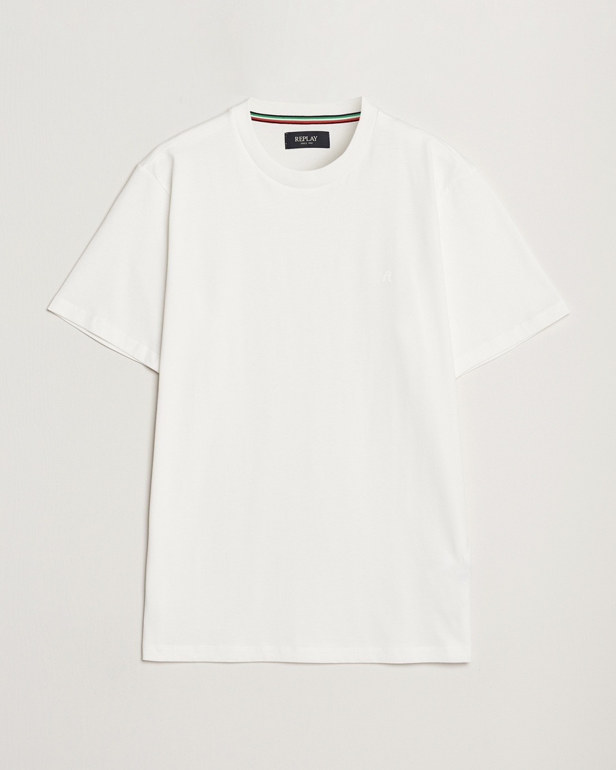 Replay Tonal Logo Crew Neck T-Shirt Off White – Vit