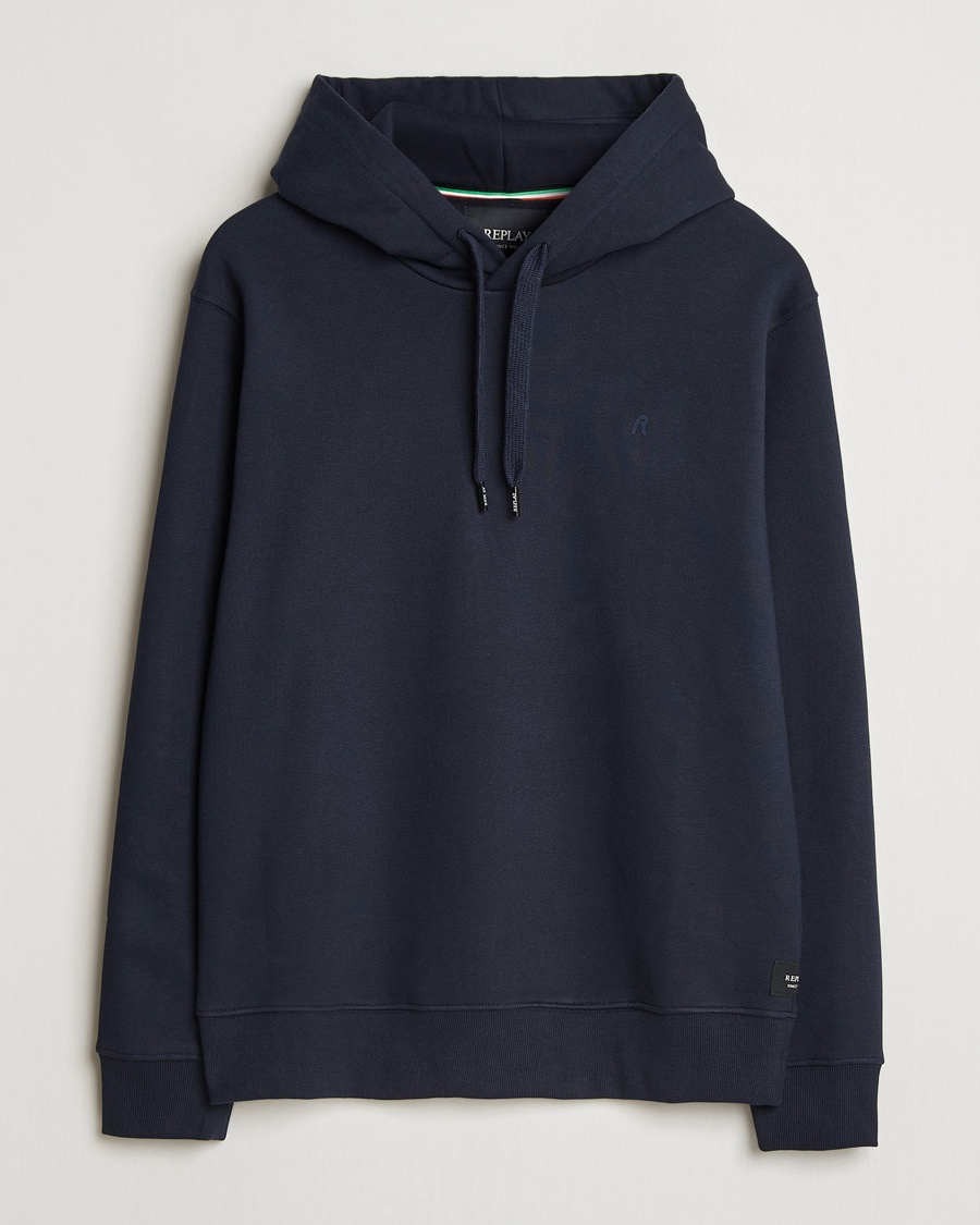 Replay Tonal Logo Hoodie Navy – Blå