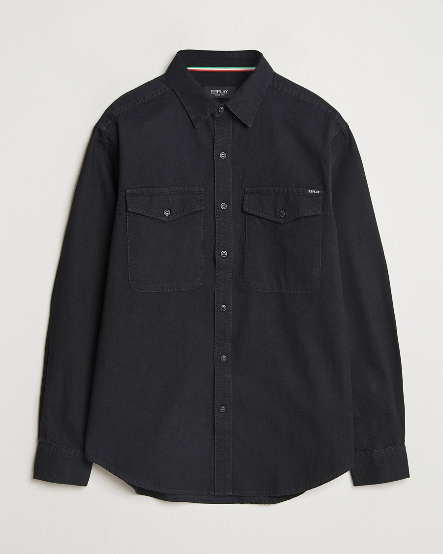 Replay Denim Shirt Washed Black – Svart