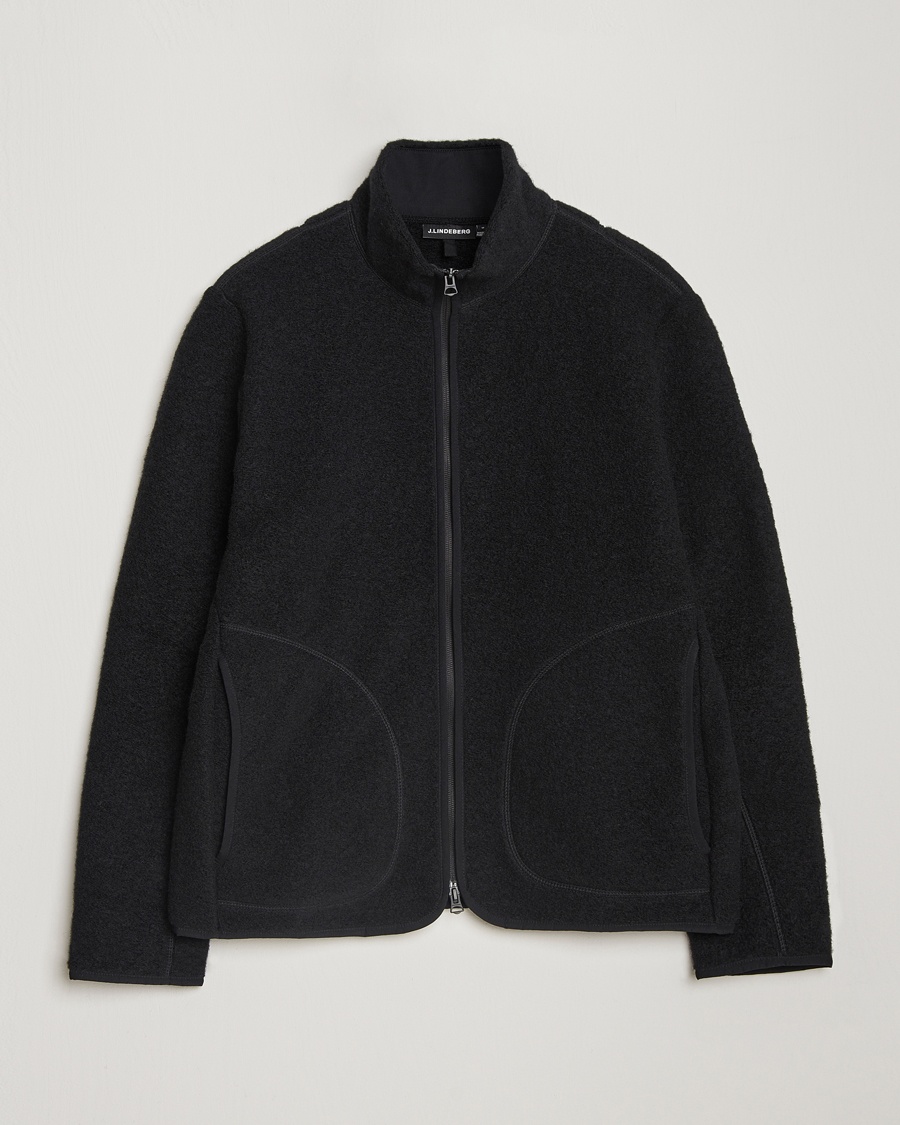 Herr | Fleecetröjor | J.Lindeberg | Dustin Wool Fleece Jacket Black