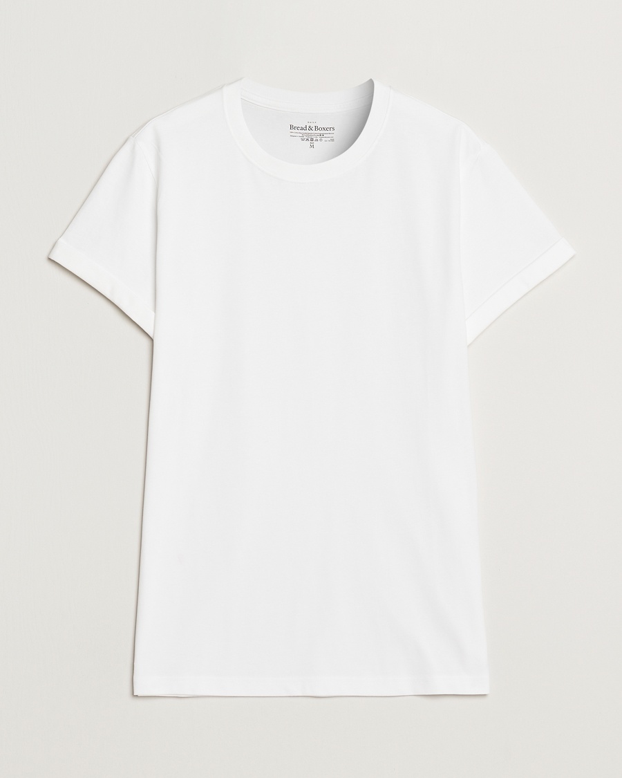 Bread & Boxers Roll-Up Crew Neck T-Shirt White – Vit