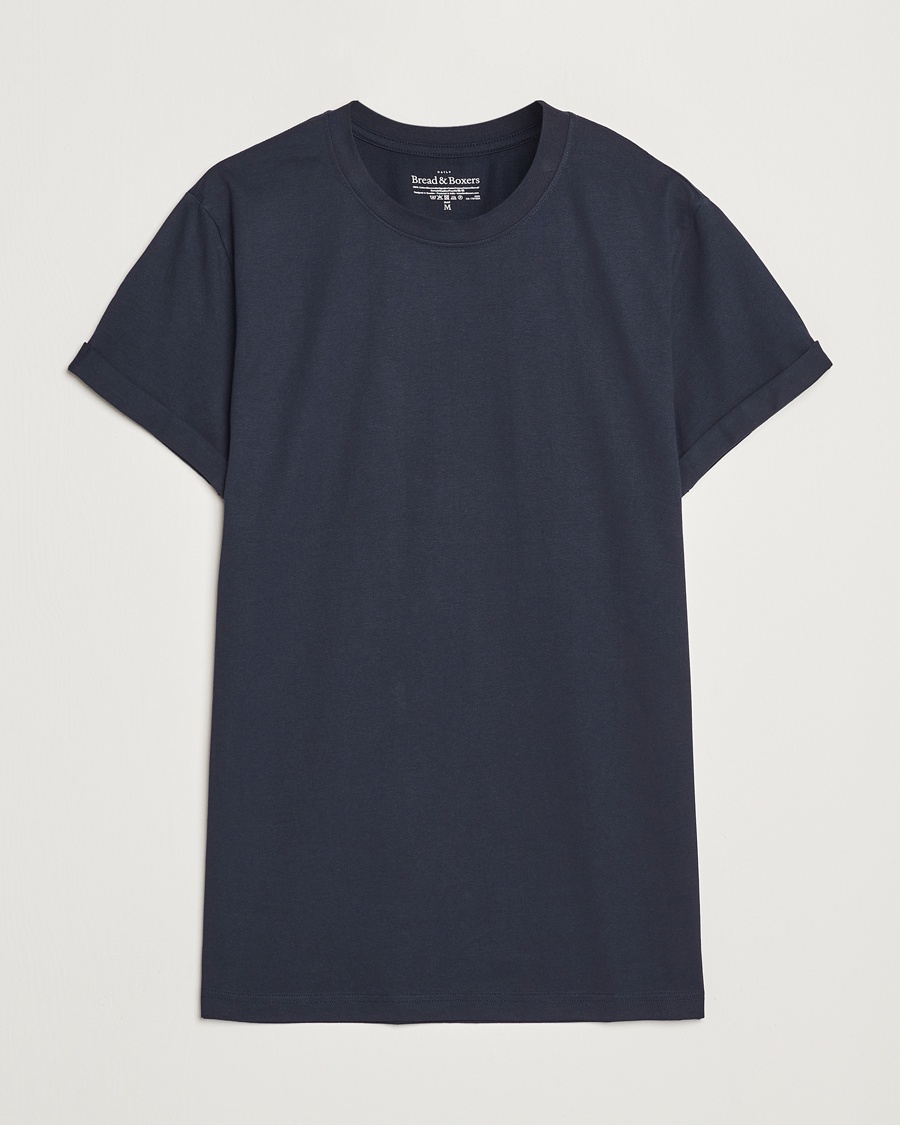 Herr | Bread & Boxers | Bread & Boxers | Roll-Up Crew Neck T-Shirt Dark Navy