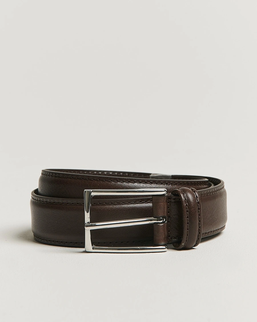 Anderson's Structure Leather Suit Belt 3 cm Dark Brown – Brun