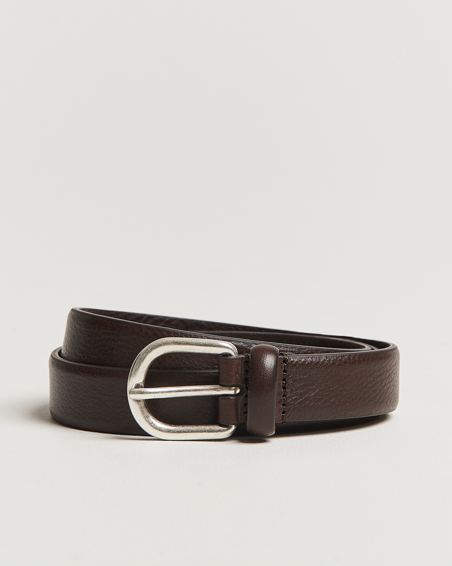 Herr | Snart i lager | Anderson's | Grained Leather Belt 2,5 cm Dark Brown