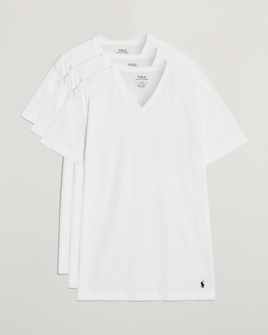 Polo Ralph Lauren 3-Pack V Neck T-Shirt White – Vit