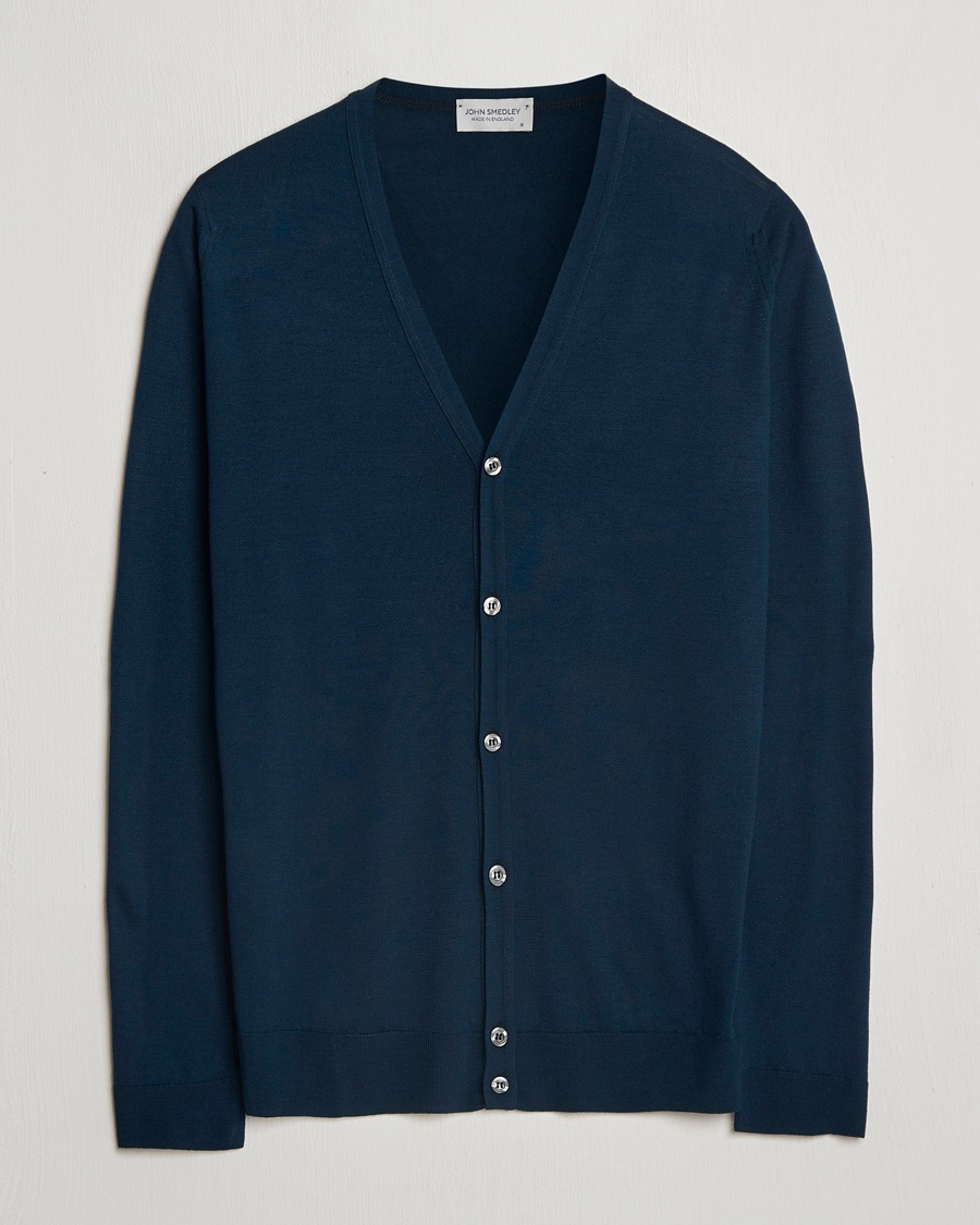 Herr | Cardigans | John Smedley | Petworth Extra Fine Merino Cardigan Orion Green