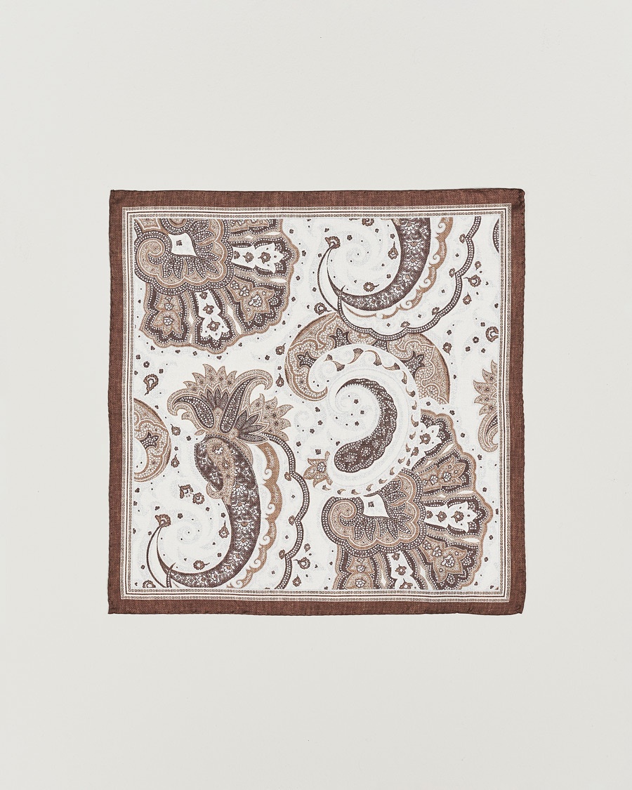  Silk Twill Printed Flower Pocket Square Brown
