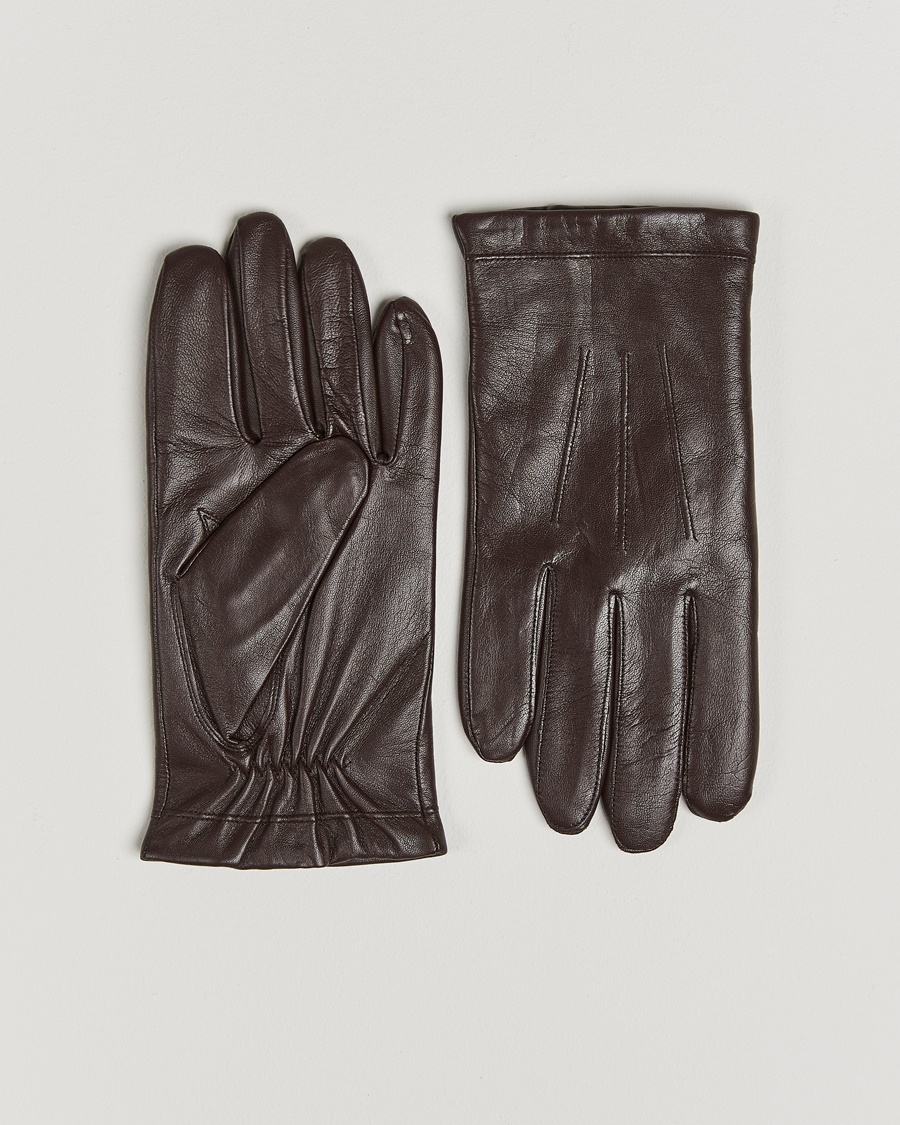 Herr | Handskar | Amanda Christensen | Lined Leather Gloves Brown