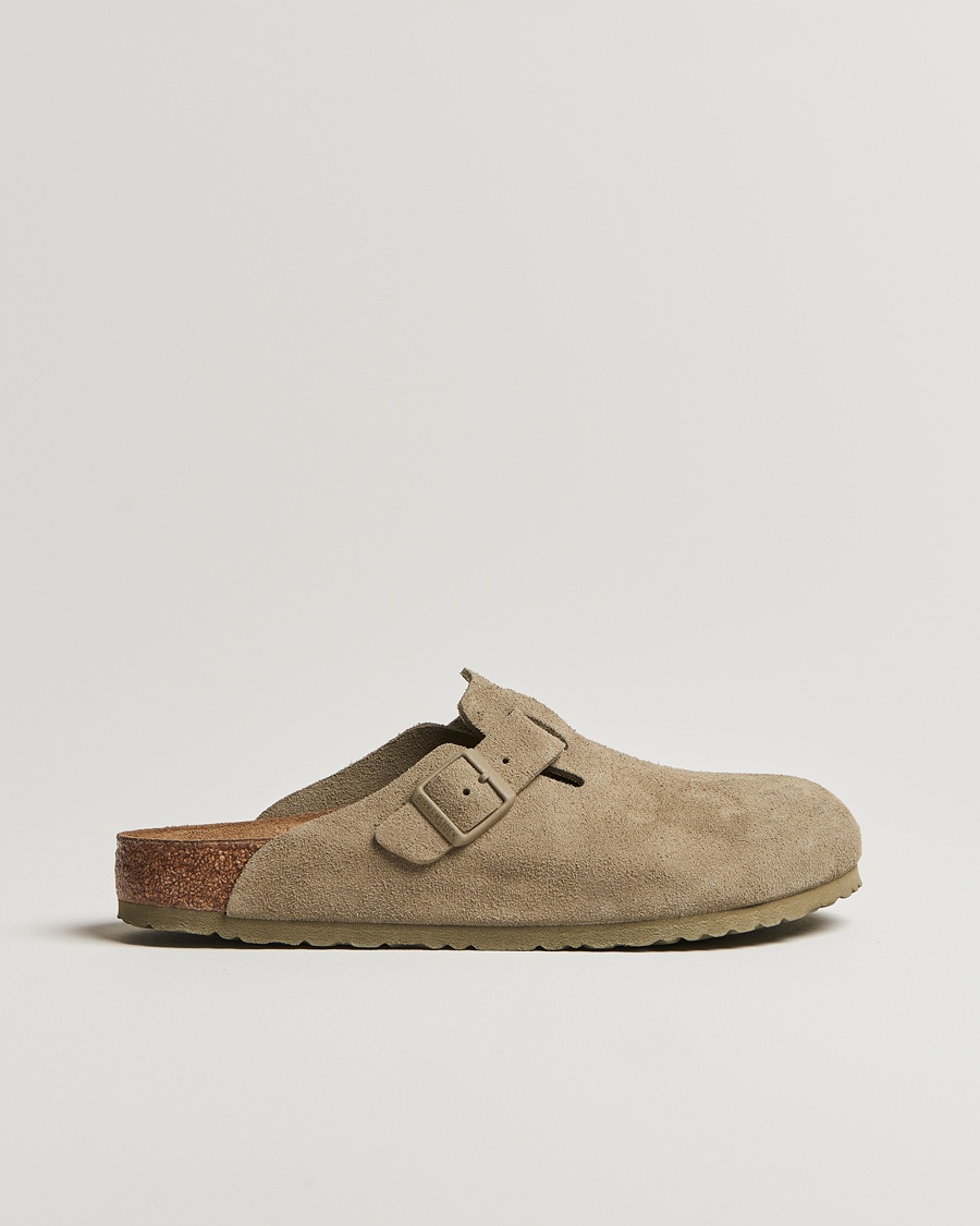 BIRKENSTOCK Boston Classic Footbed Faded Khaki Suede – Brun