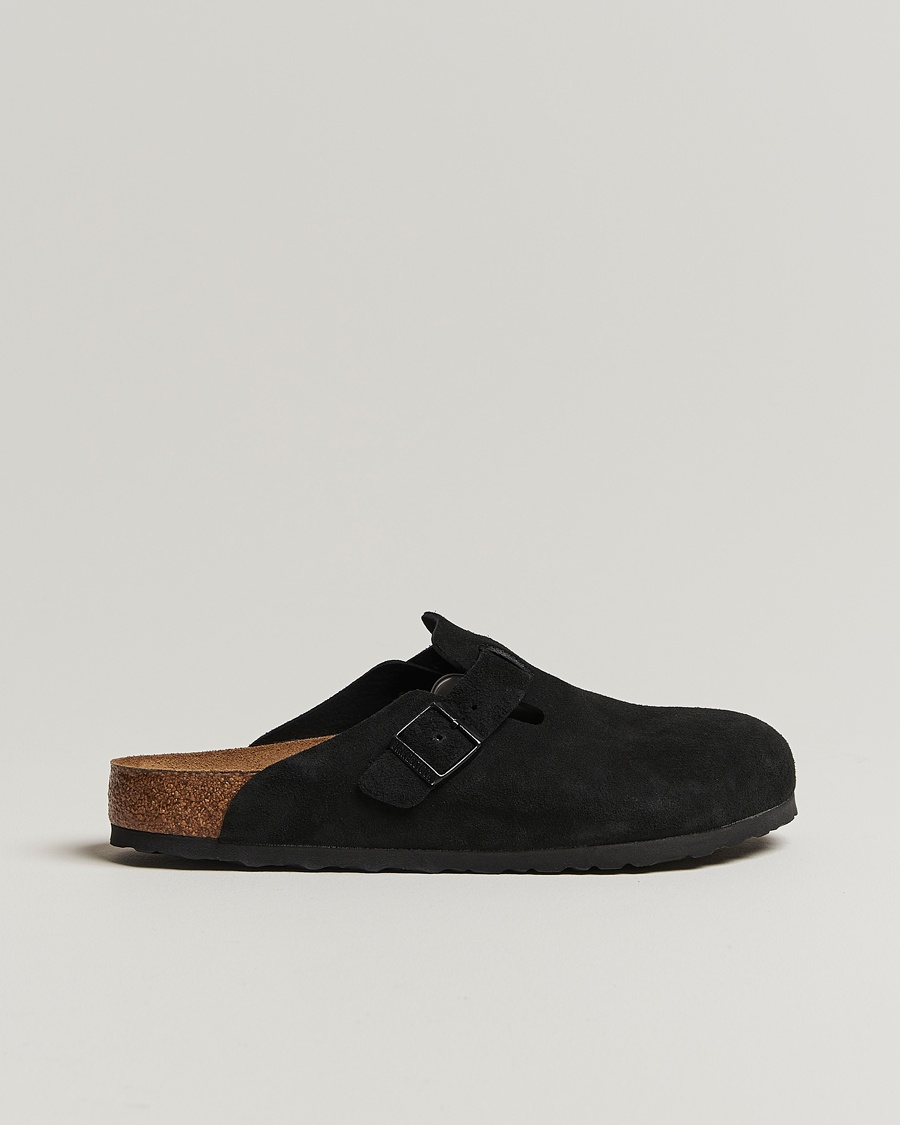 BIRKENSTOCK Boston Soft Footbed Black Suede – Svart