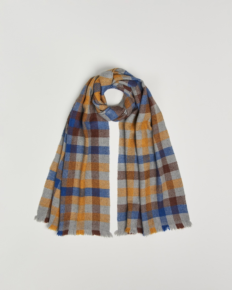 Herr | Realisation | Altea | Check Wool Scarf Yellow/Beige