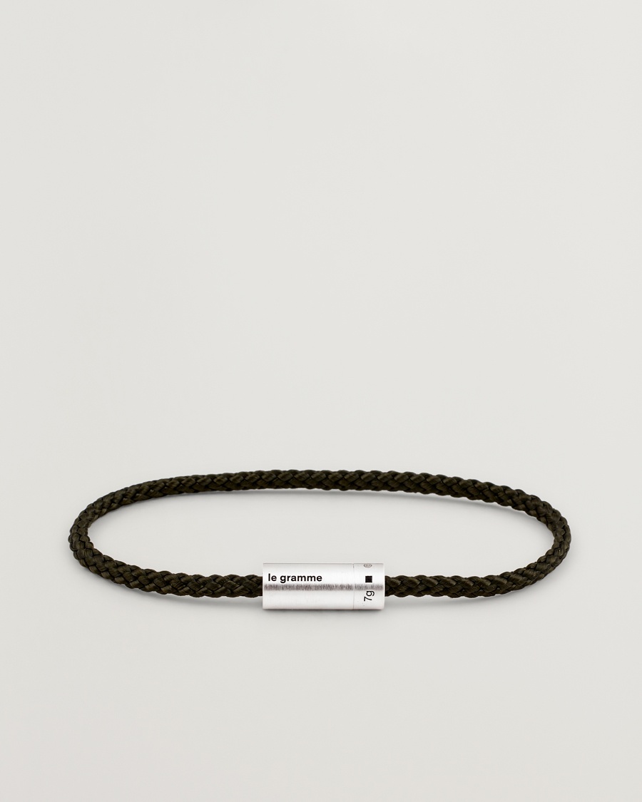 LE GRAMME Nato Cable Brushed Bracelet Khaki/Sterling Silver – Brun