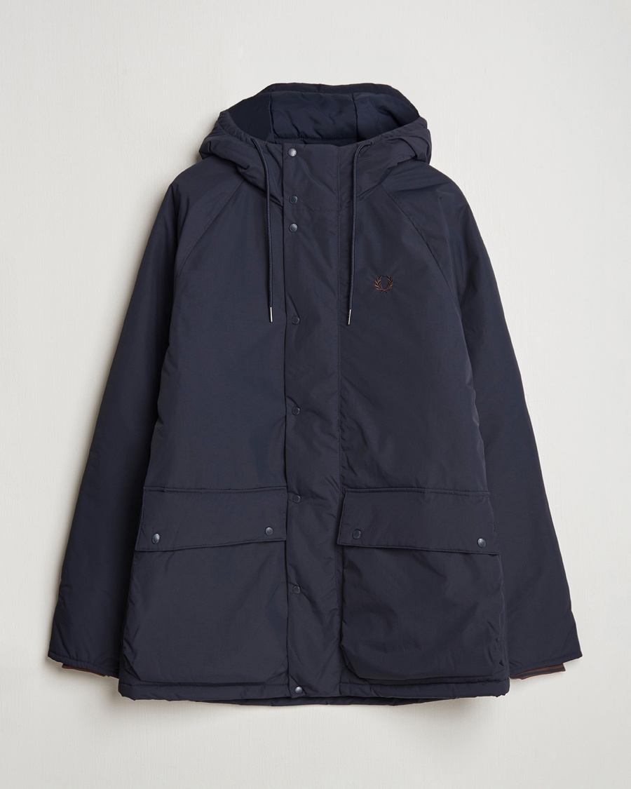 Herr | 70% rea | Fred Perry | Padded Zip Through Parka Navy
