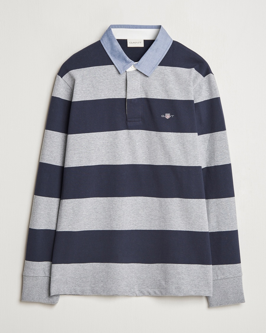 GANT Chambray Striped Heavy Rugger Grey Melange – Grå