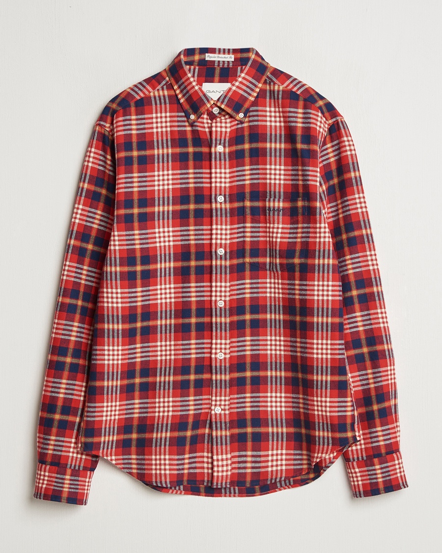 Gant Regular Flannel Plaid Shirt Ruby Red – Röd