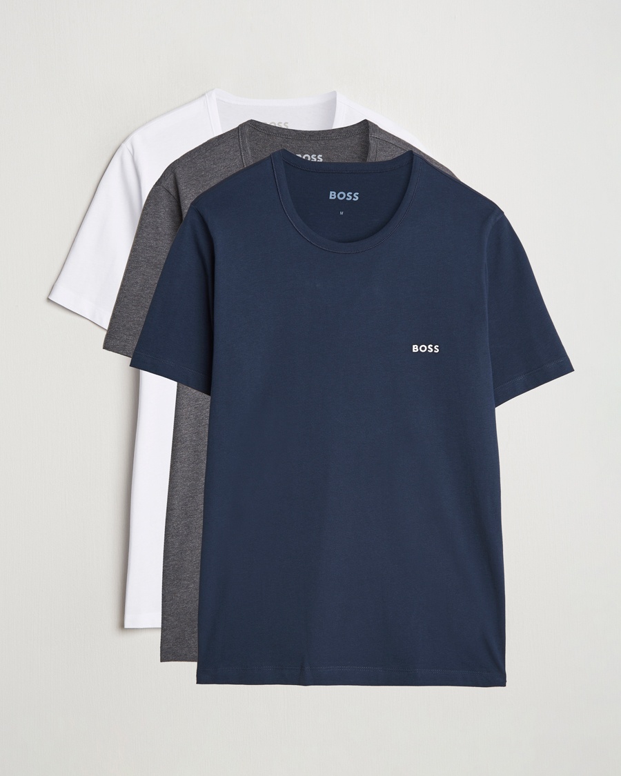 BOSS BLACK 3-Pack Crew Neck T-Shirt Grey/White/Navy – Flerfärgad