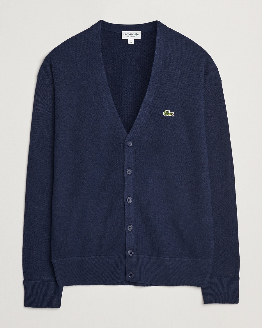 Herr | Lacoste | Lacoste Carded Wool Cardigan Navy