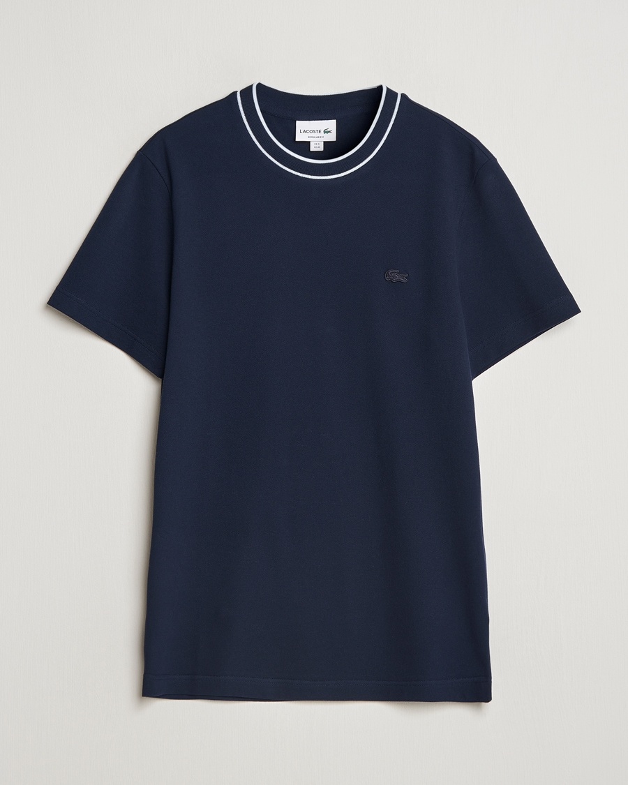 Lacoste Contrast Rib Piqué T-Shirt Navy Blue – Blå