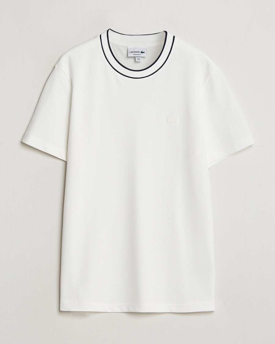 Lacoste Contrast Rib Piqué T-Shirt Flour – Vit