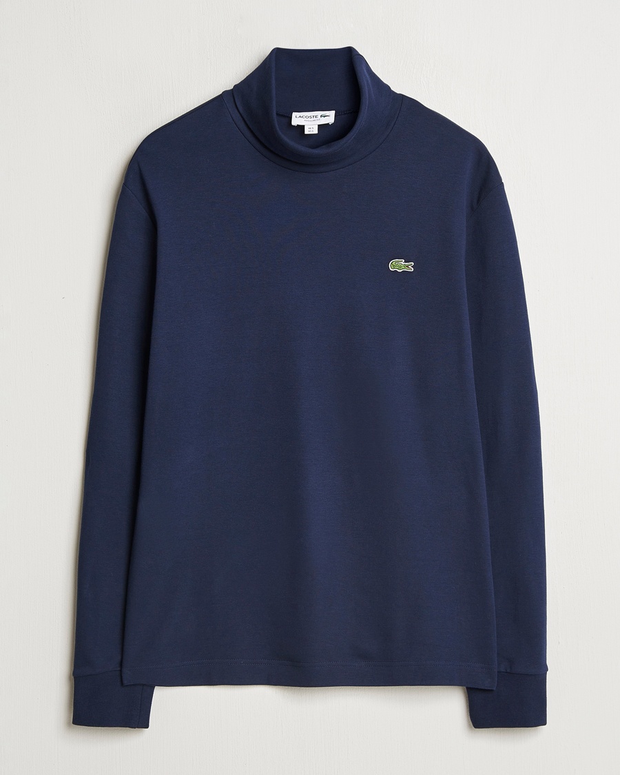 Lacoste Interlock Cotton Rollneck Navy – Blå