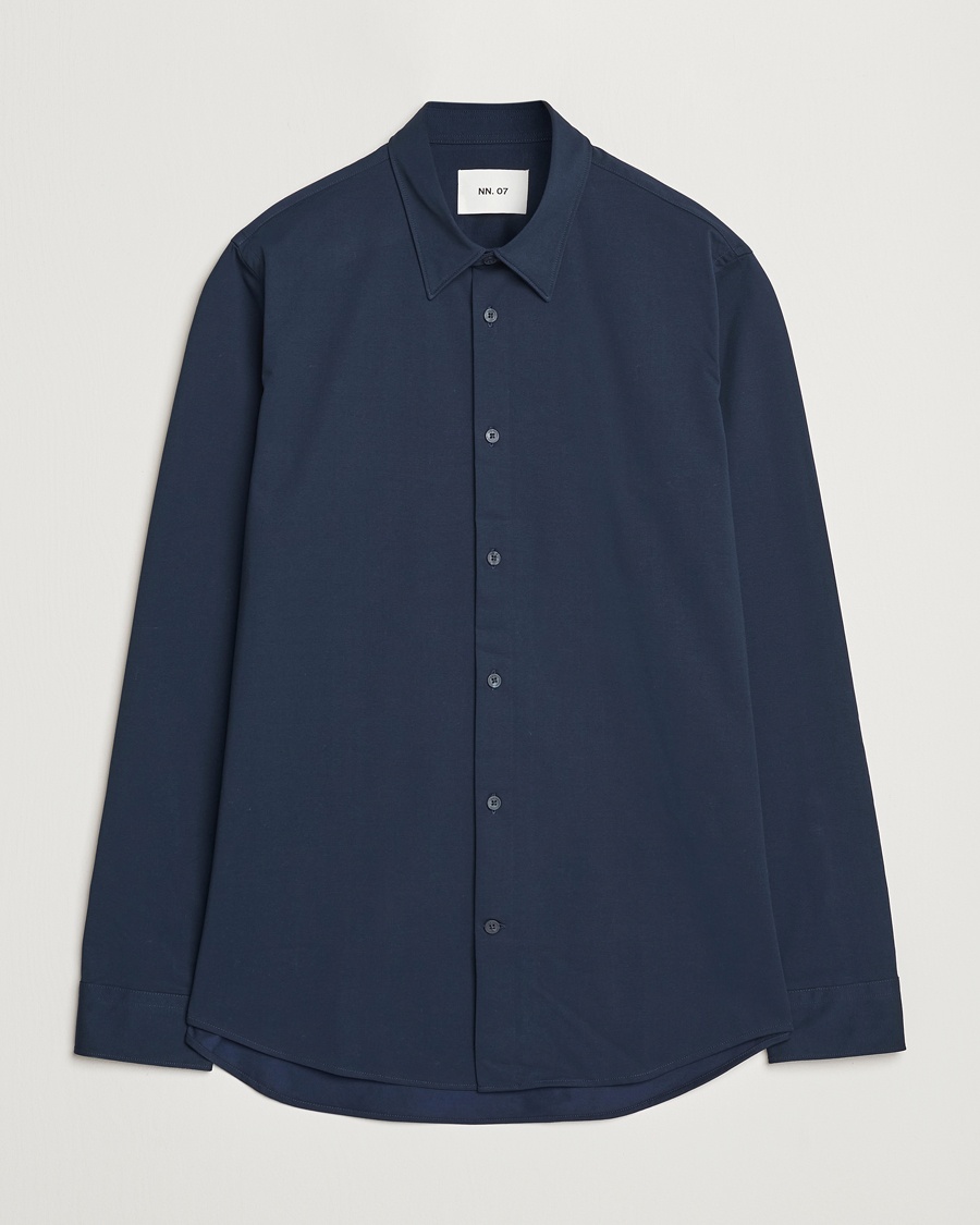 Herr | NN07 | NN07 | Elian Mercerized Cotton Shirt Navy Blue