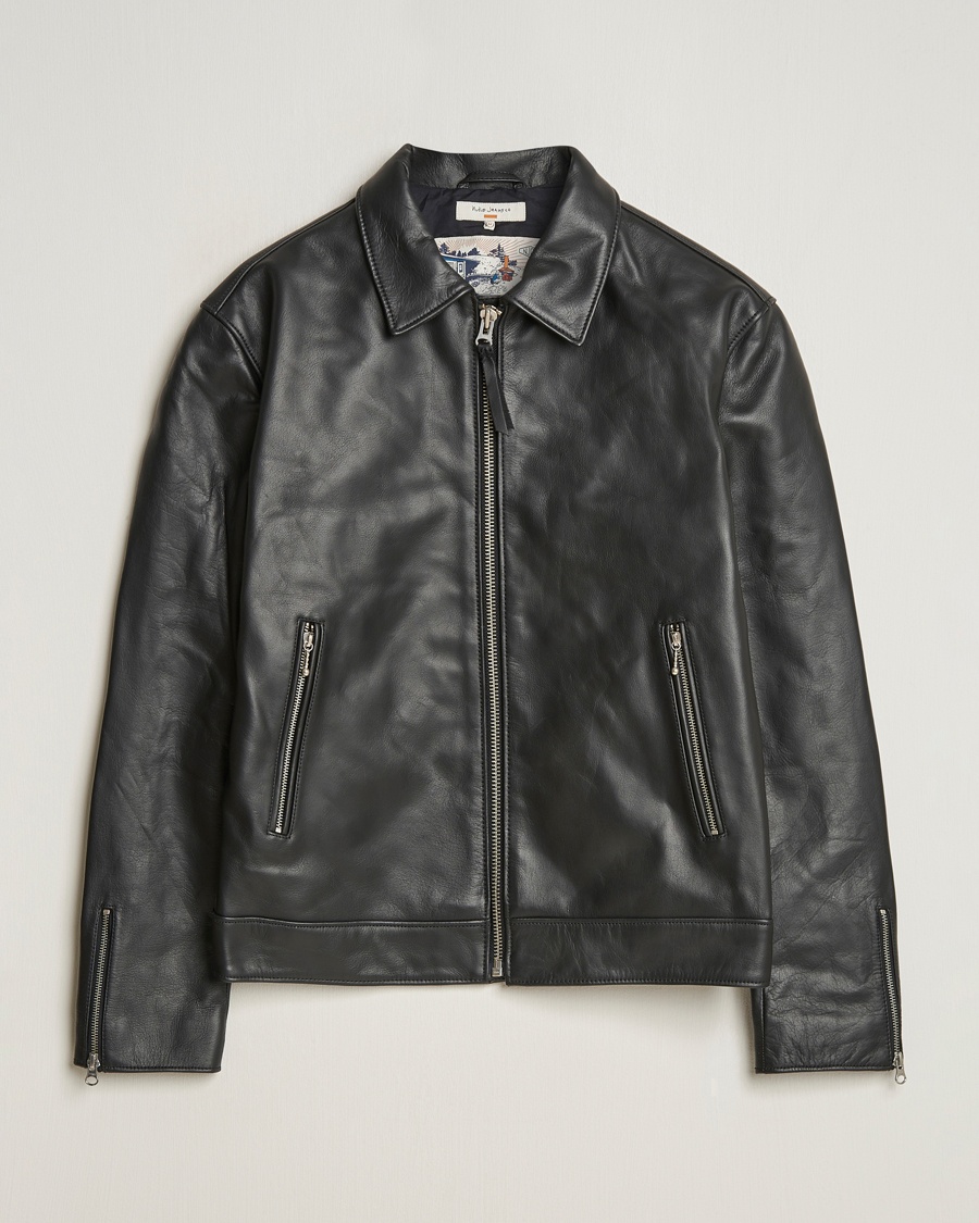 Nudie Jeans Eddy Rider Leather Jacket Black – Svart