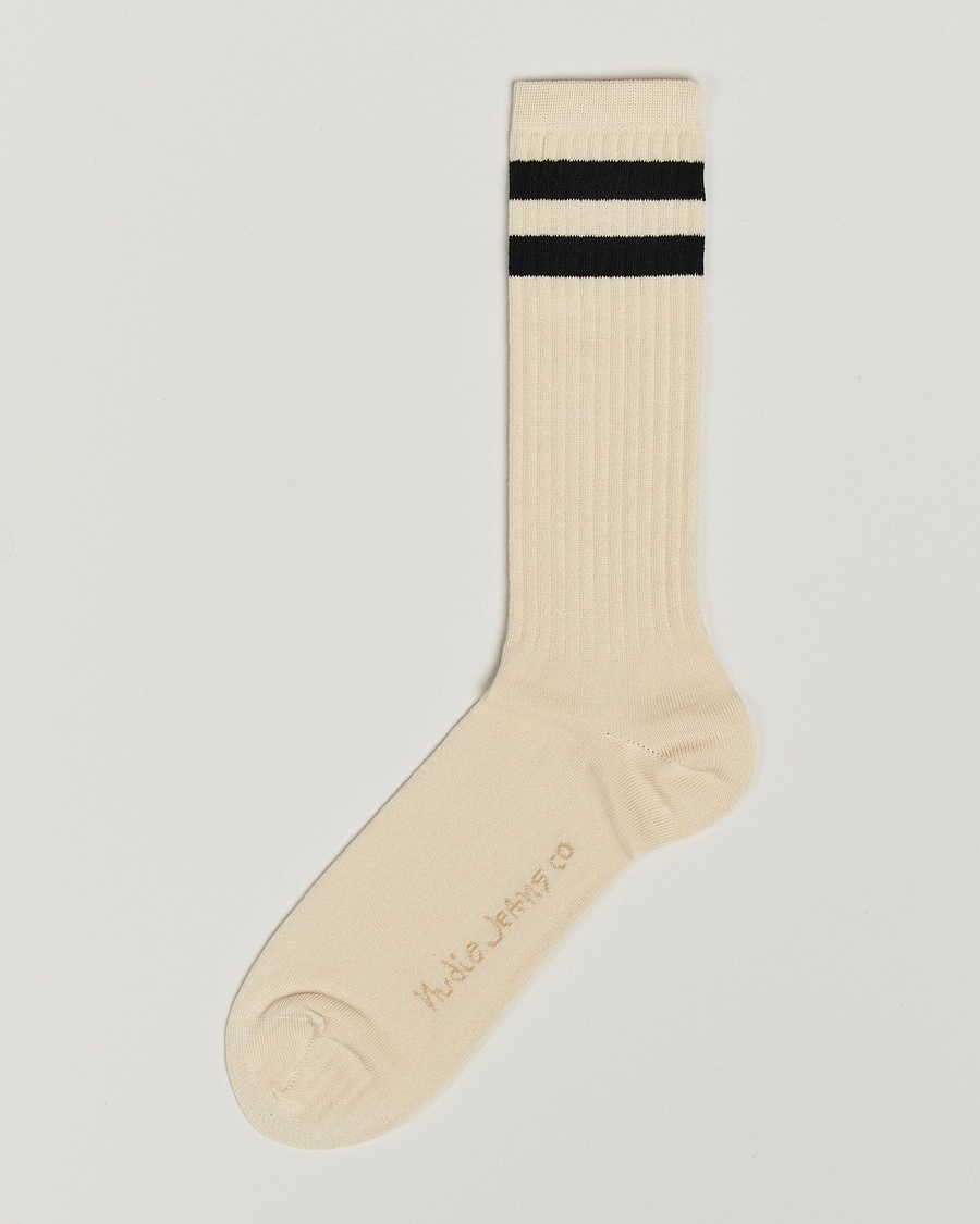 Nudie Jeans Amundsson Tennis Socks Off White/Black – Vit