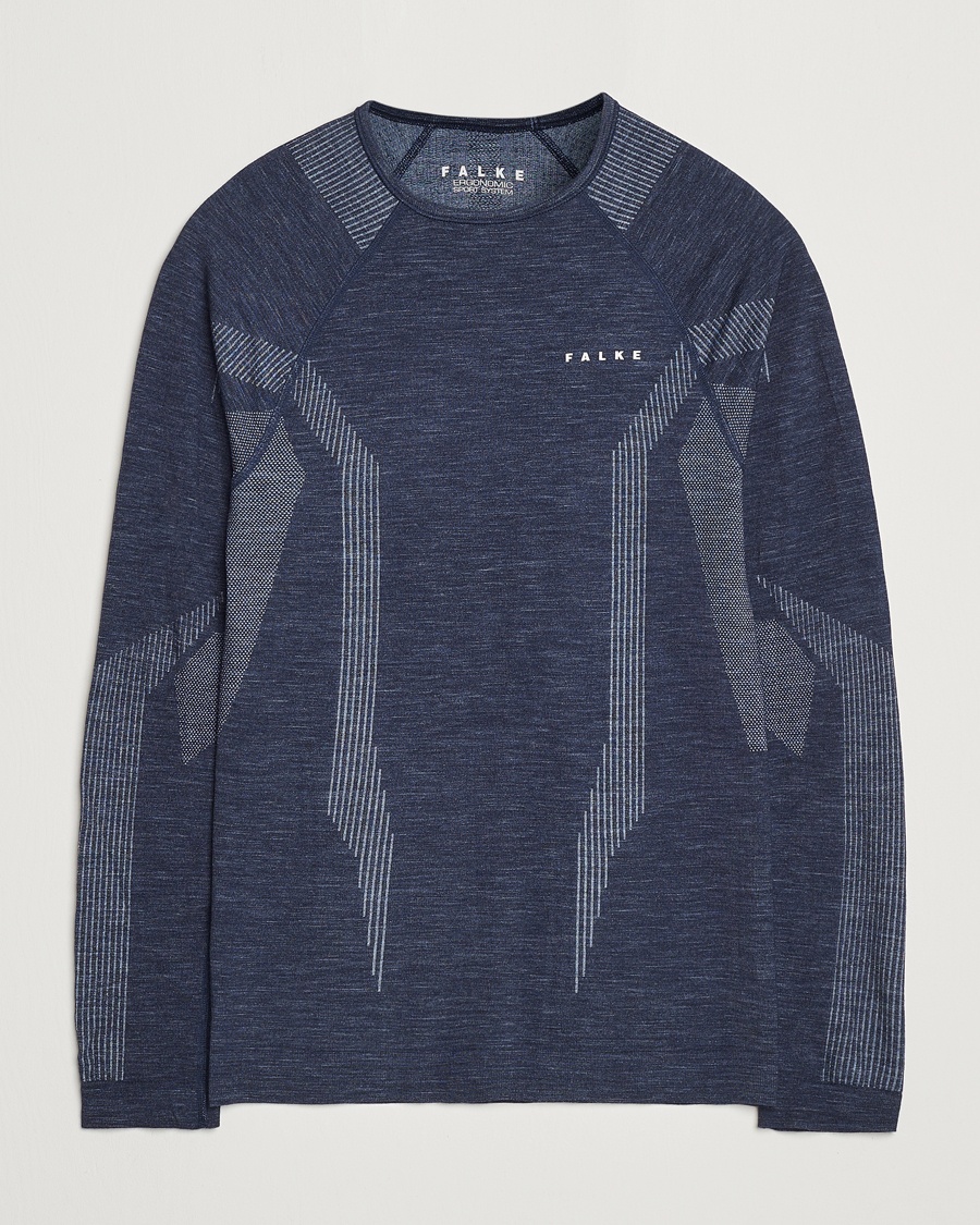 Herr | Funktions T-shirts | Falke Sport | Long Sleeve Wool Tech Shirt Space Blue