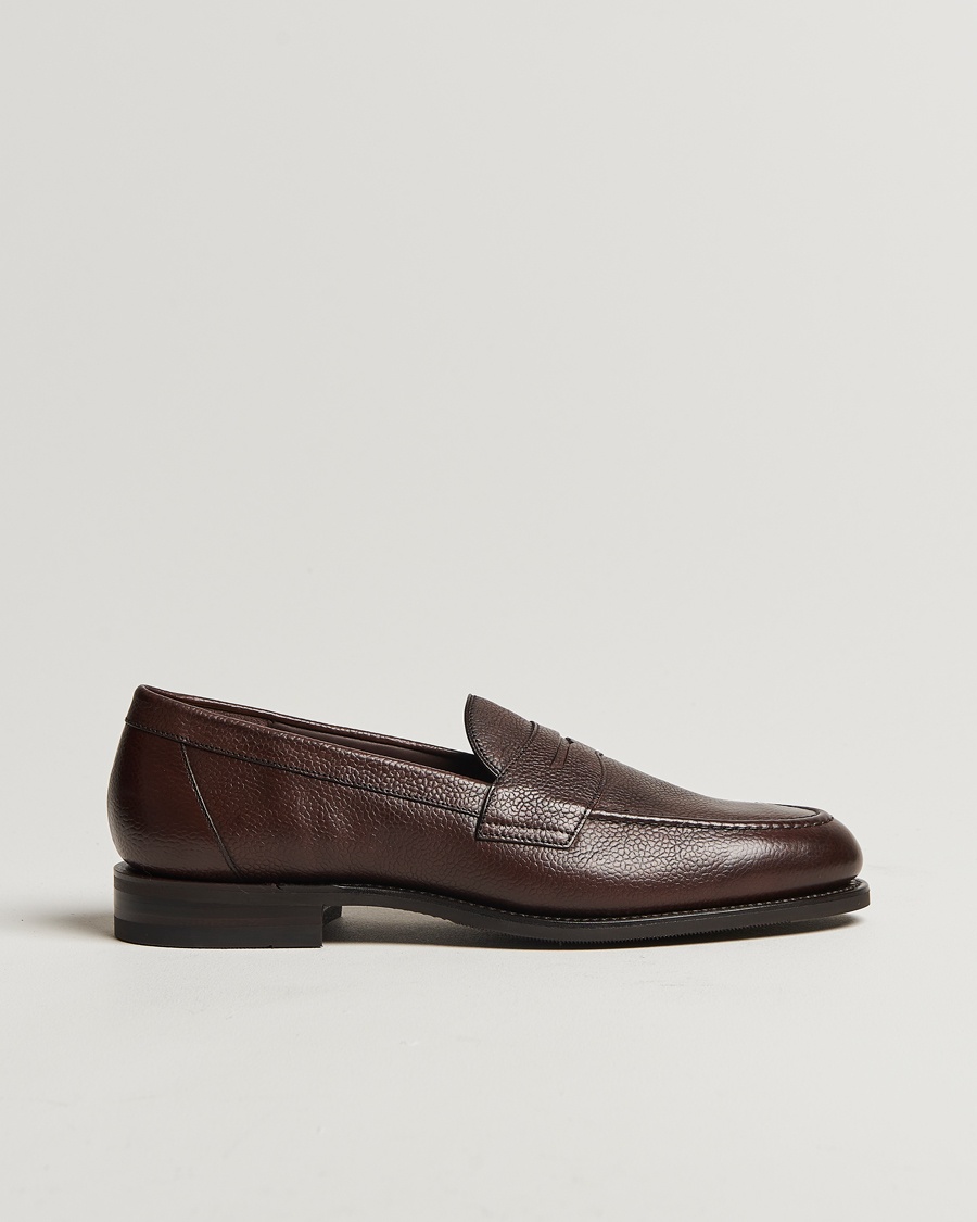 Loake Shoemakers Imperial Grained Penny Loafer Dark Brown – Brun
