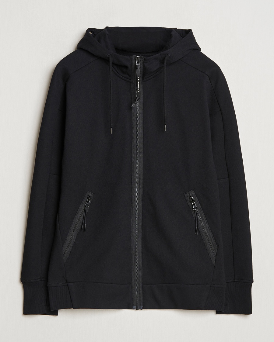 Herr | Full-zip | C.P. Company | Diagonal Raised Fleece Full Zip Goggle Hoodie Black