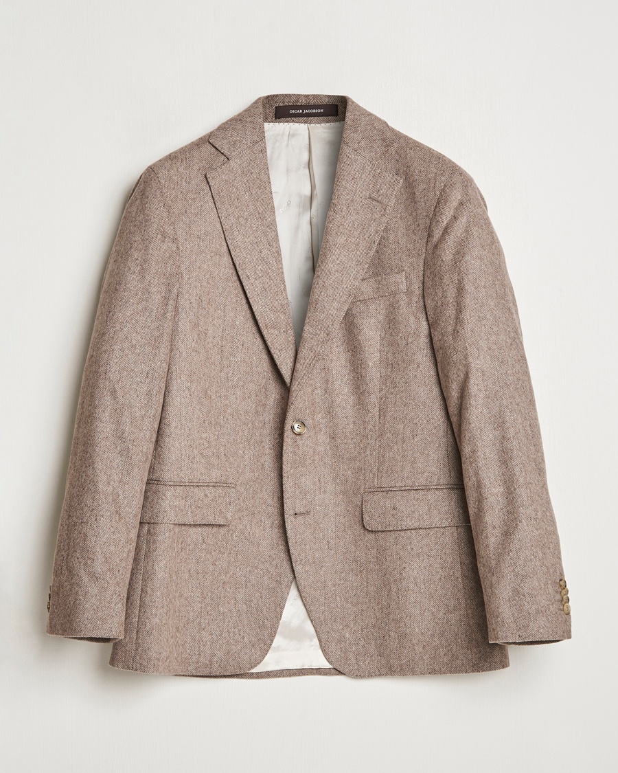 Oscar Jacobson Fogerty Herringbone Wool Blazer Beige, Herr, Ullkavaj, Beige, Storlek 48