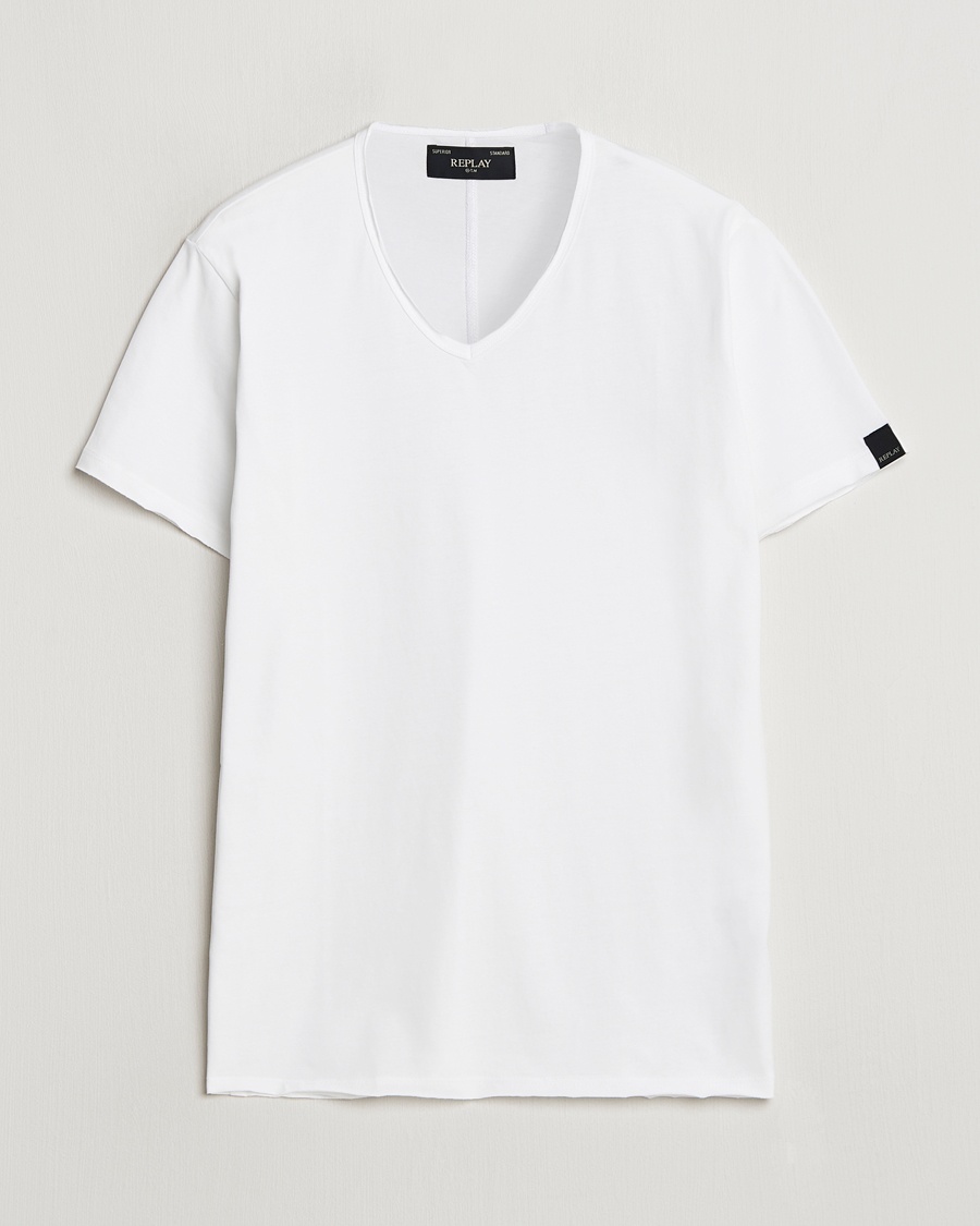 Replay V-Neck T-Shirt White – Vit