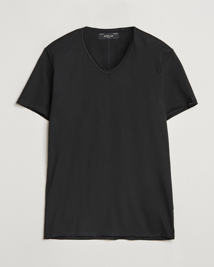 Replay V-Neck T-Shirt Black – Svart