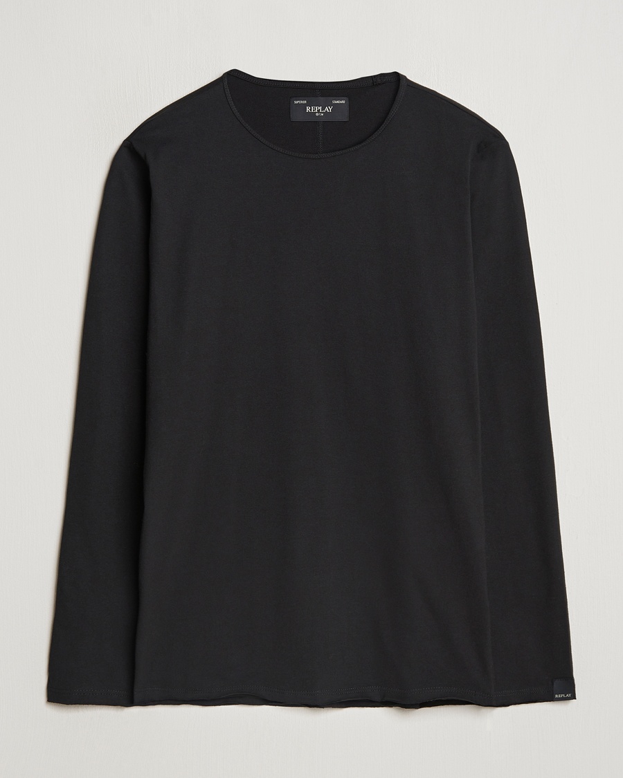 Replay Crew Neck Long Sleeve T-Shirt Black – Svart