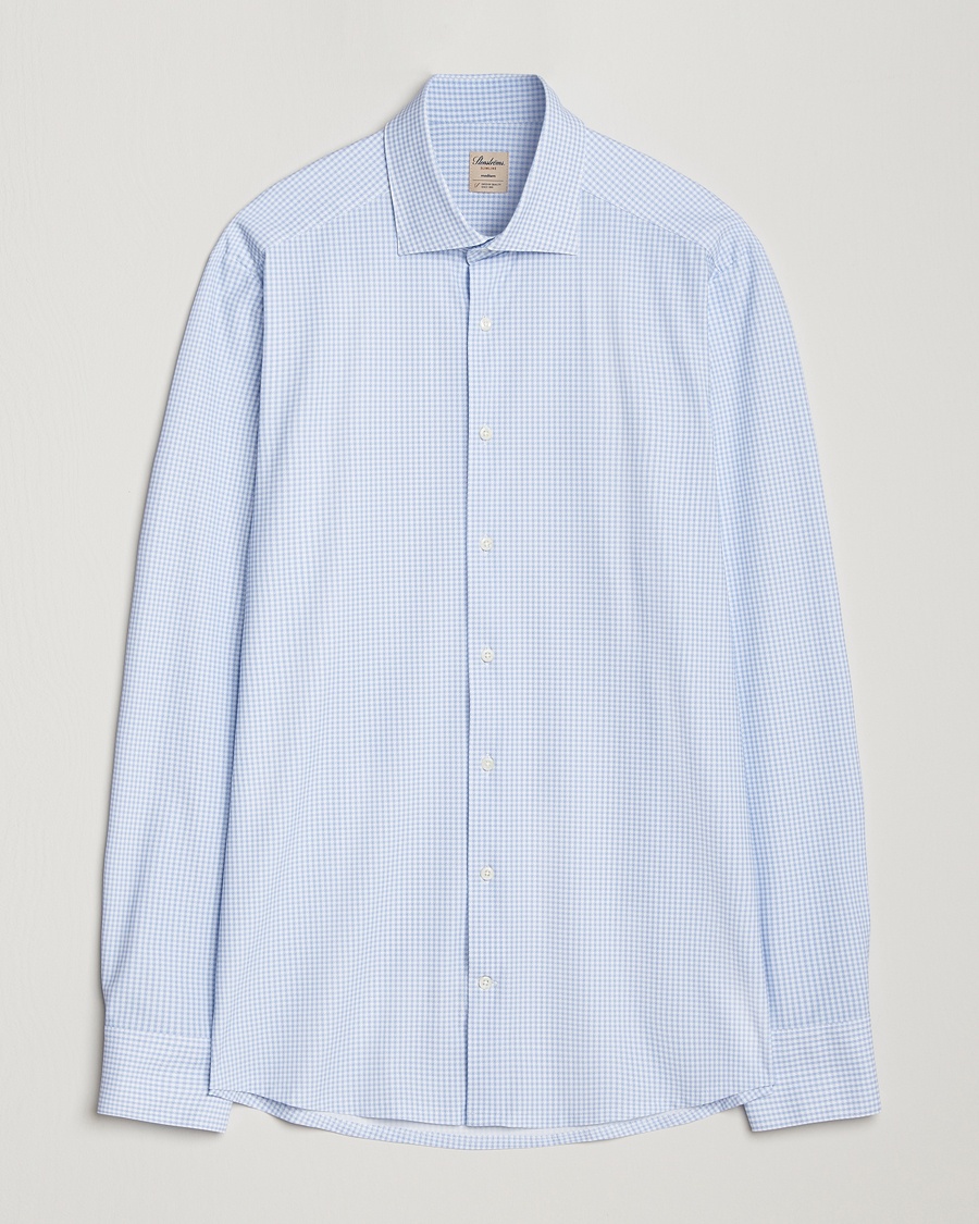 Stenströms Slimline Active Stretch Houndstooth Shirt Light Blue – Blå