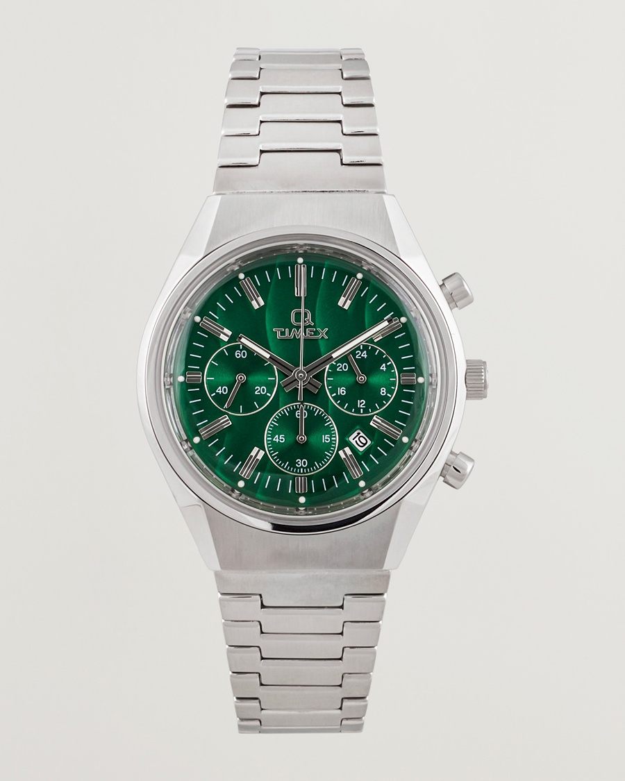 Herr | Stållänk | Timex | Q Falcon Eye Chronograph 40mm Green Dial