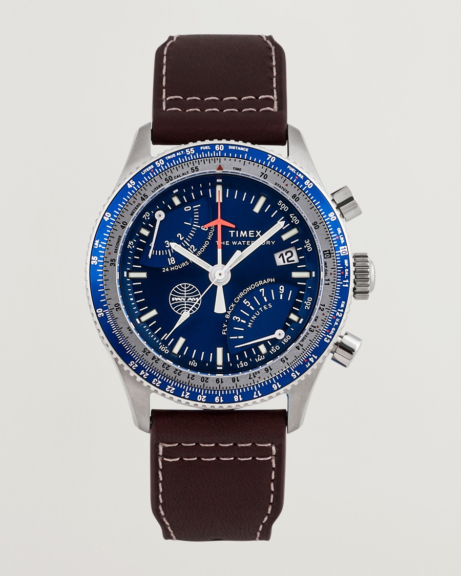 Herr | Läderarmband | Timex | Pan Am Flyback Chronograph 43mm Blue Dial