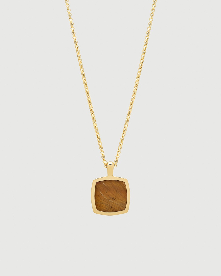 Tom Wood Cushion Pendant Tiger Eye Gold – Guld