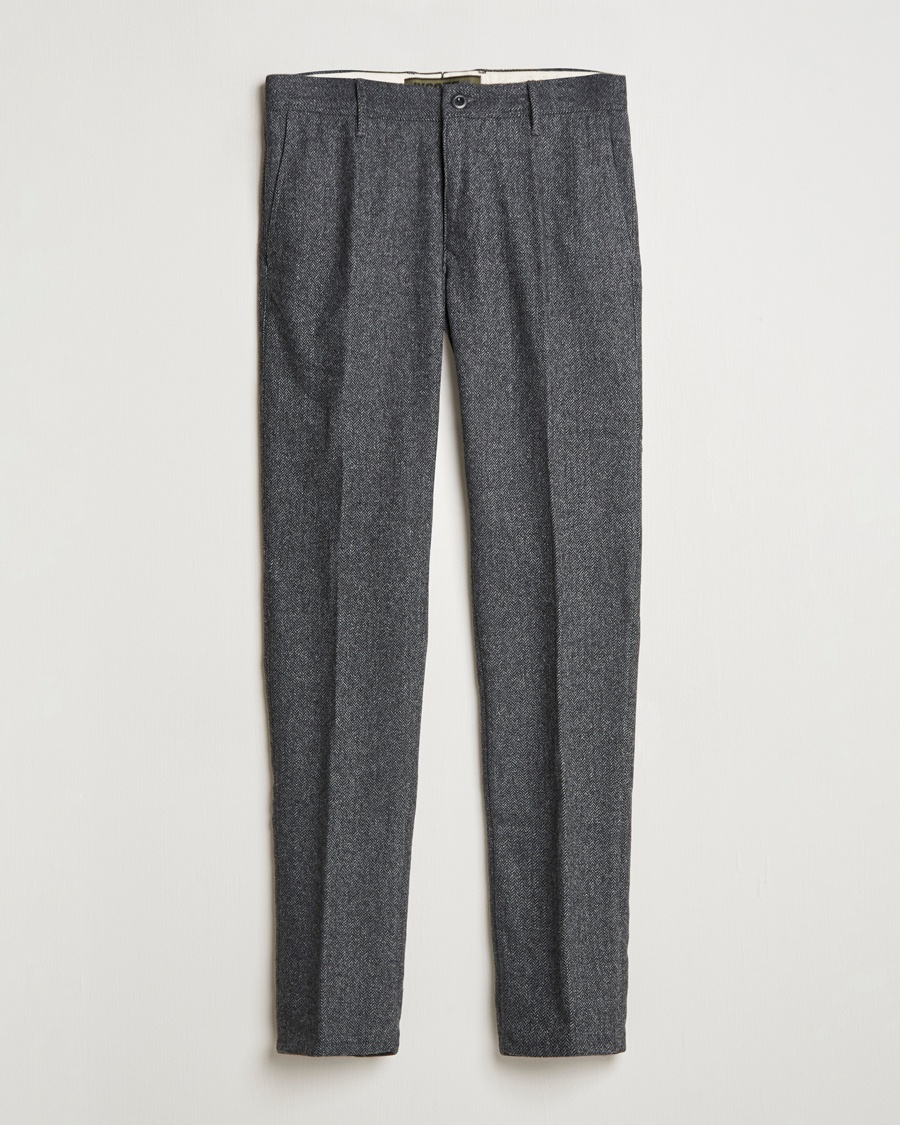 Herr | | Incotex | Slim Fit Washed Wool Stretch Slacks Dark Grey