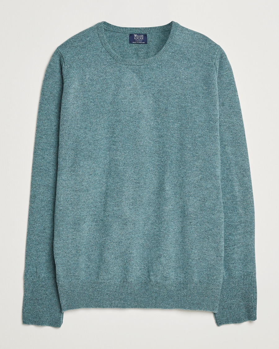 William Lockie Rob Lambswool Crewneck Caspian – Grön