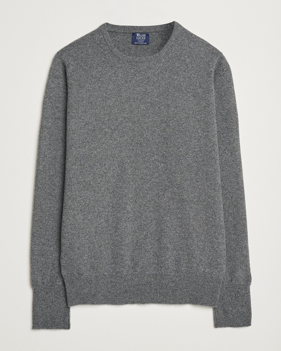 William Lockie Rob Lambswool Crewneck Cliff – Grå