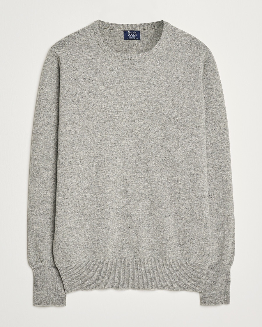 William Lockie Rob Lambswool Crewneck Flannel – Grå