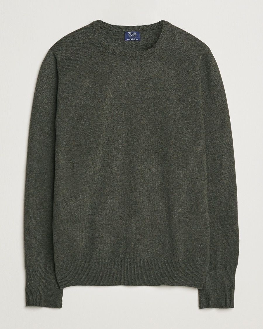William Lockie Rob Lambswool Crewneck Seaweed – Grön