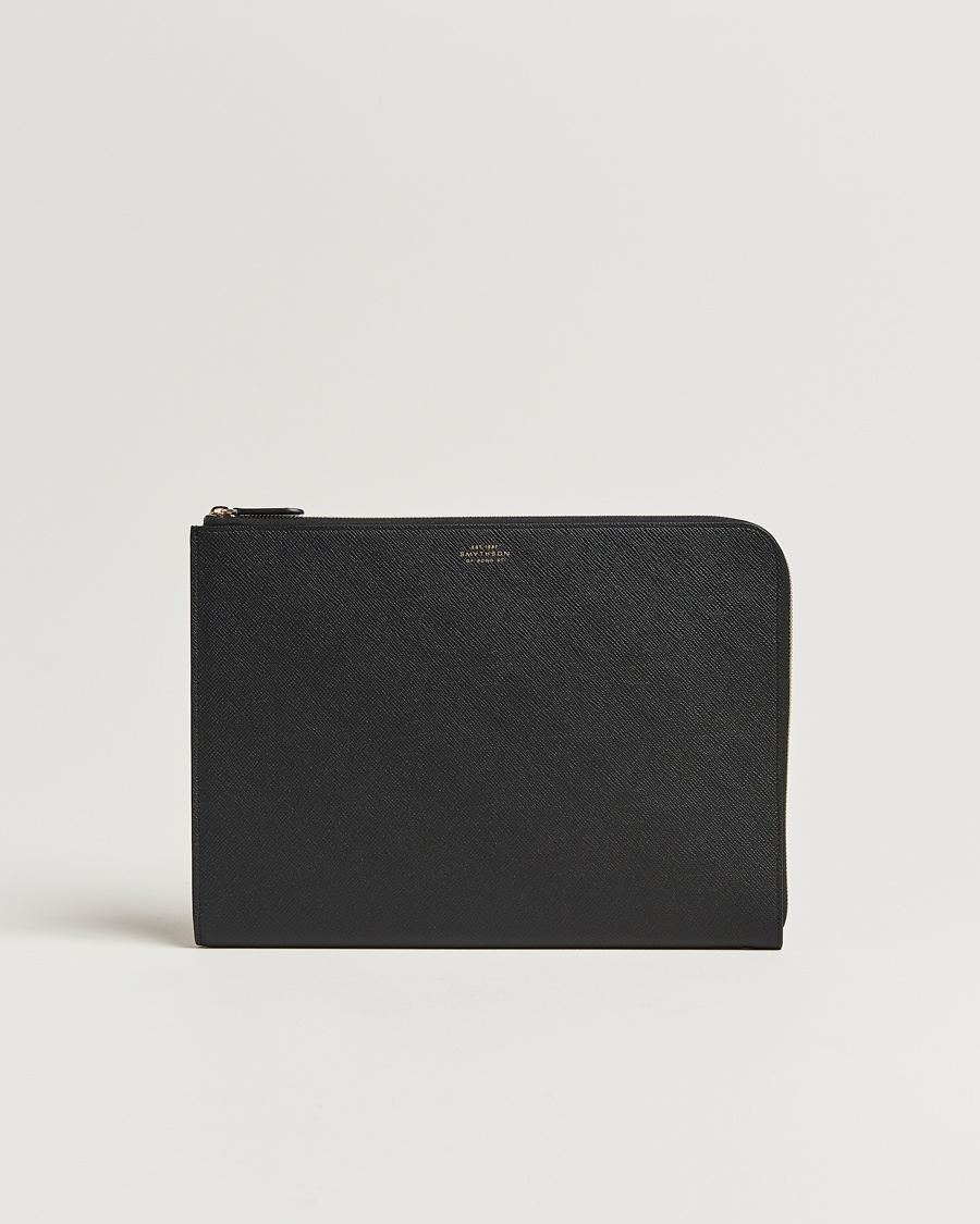 Smythson Panama Small Laptop Case Black – Svart