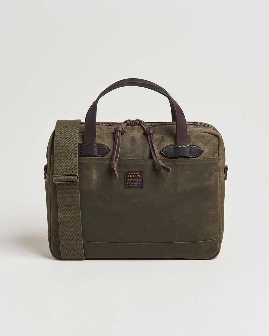 Filson Tin Cloth Compact Briefcase Otter Green – Grön