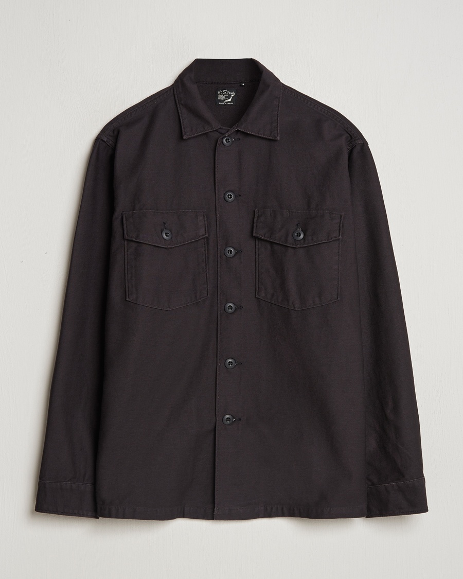 orSlow Cotton Sateen US Army Overshirt Black – Svart